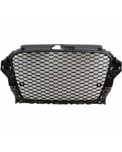 2015+ AUDI A3 RS3 STYLE MESH GRILLE Badgeless W/Parking Sensor - GLOSS BLACK