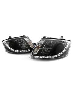 99-06 AUDI TT 8N E-CODE PROJECTOR HEADLIGHTS W/ S5 STYLE LED STRIP - BLACK