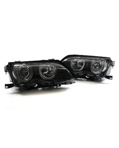 02-05 Fit BMW E46 3-SERIES 4DR SEDAN PROJECTOR HEADLIGHTS W/ HYPER WHITE ANGEL EYES