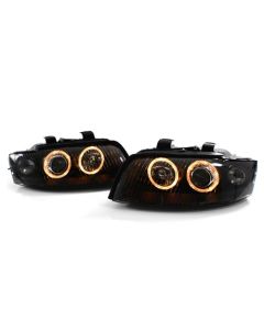 02-05 AUDI A4/S4 B6 4DR E-CODE ANGEL EYE PROJECTOR HEADLIGHTS - BLACK