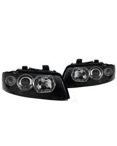 02-05 AUDI A4/S4 B6 BLACK DEPO ECODE EURO PROJECTOR HEADLIGHTS - D1S HOUSING