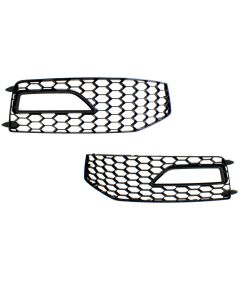 B8.5 RS4 Fog Light Grilles For 2013-2016 Audi A4 S-Line Front Bumper Gloss Black