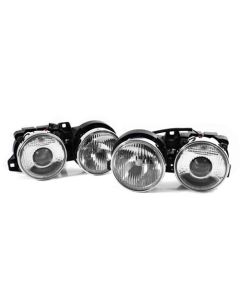 84-91 Fit BMW E30 3-SERIES E-CODE SMILEY ELLIPSOID PROJECTOR HEADLIGHTS - CHROME