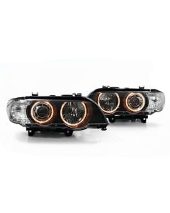 00-03 Fit BMW E53 X5 ANGEL EYE PROJECTOR HEADLIGHTS - BLACK