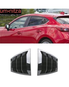 Fits 14-18 Mazda 3 Side Window Louvers Quarter Scoop Vent Carbon Fiber Look -ABS