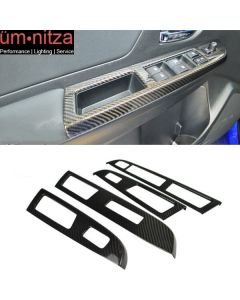 Fits 15-18 Subaru WRX STI Window Switch Panel Cover Trim 4PC - Carbon Fiber CF