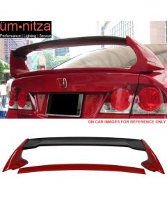 Fits 06-11 Civic 4Dr Mugen Carbon CF Top Trunk Spoiler Painted Rallye Red #R513