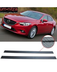 Fits 14 Mazda 6 Carbon Fiber Texture Side Skirts Extension Flat Bottom Line Lip