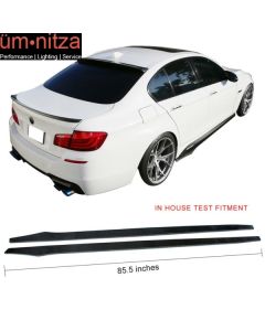 Fits Universal 85.5 In Side Skirt Extension Flat Bottom Line Lip Carbon CF Pair