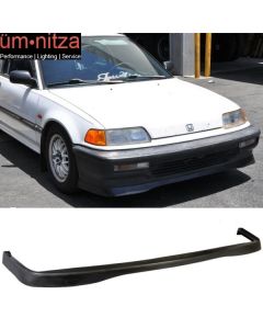 Fits 90-91 Honda Civic 4Dr Sedan JDM Style Front Bumper Lip Unpainted Black PU