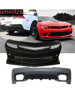 Fits 14-15 Chevy Camaro SS Z28 Front&Rear Bumper Conversion PP&Front Lip&Grille