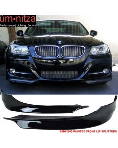 For 09-12 BMW E90 3-Series OE Style Front Bumper Lip Splitters Spoiler 475 Black