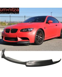 Fits 2008-2013 BMW M3 Only V Style Front Bumper Lip Spoiler Unpainted Black - PU