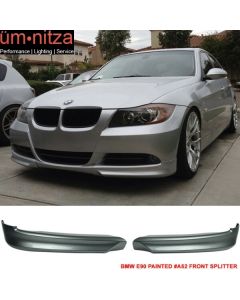 Fits 05-08 E90 3-Series OE Front Bumper Lip PP Painted Space Gray Metallic #A52