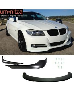 Fits 09-12 BMW E90 3-Series 328I 335 2 Piece Front Bumper Lip PP + Splitter PU