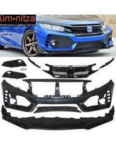 Fits 16-21 Honda Civic Type-R Sedan Coupe Painted Front Bumper & Lip Gloss Black