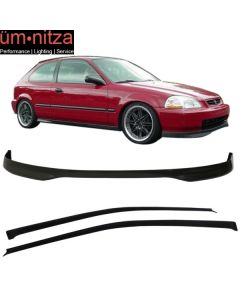 Fits Honda Civic 96-98 3Dr T-R PP Front Bumper Lip Spoiler +Sun Window Visor