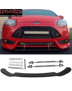 Fits 13-14 Ford Focus ST Front Splitter Lip With Rods & Hardware Matte Black PP