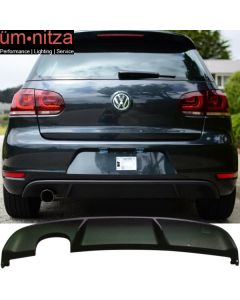 Fits 10-14 Volkswagen VW Golf MK6 Rear Bumper Diffuser Single Muffler Outlet