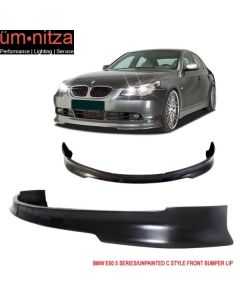 Fits 04-07 BMW E60 5 Series C Style Front Bumper Lip Spoiler Unpainted Black PU