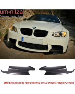 Fits 08-13 Fit BMW E90 E92 E93 M3 Performance Style Front Splitters Carbon Fiber CF