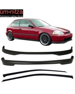 Fits 96-98 Honda Civic 3DR Hatchback Type R Front Rear Bumper Lip + Window Visor