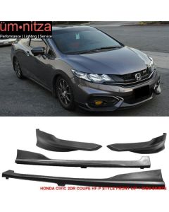 Fits 14-15 Civic 2DR Coupe HF-P Front Bumper Lip Splitter + Side Skirts - PU