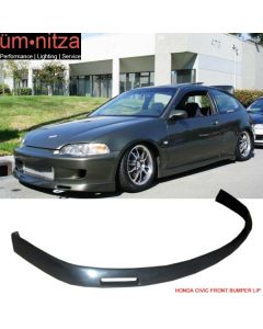 Fits 92-95 Honda Civic BYS Style Front Bumper Lip Spoiler Unpainted Black PU