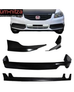 Fits 11-12 Honda Accord Sedan OE-Type PU Front + Rear Bumper Lip + Side Skirts