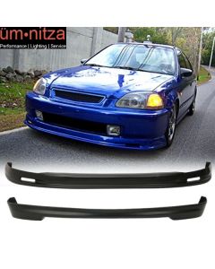 Fits 96-98 Honda Civic Hatchback Mugen Style PP Front Bumper Lip+Rear Bumper Lip