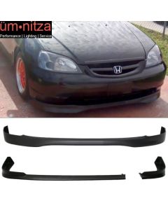 Fits 01-03 Honda Civic EM2 Coupe 2-Door TR Style Front + 2PCS Rear Bumper Lip PU