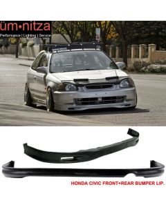 Fits Honda Civic 96-98 2 4Dr Urethane SPOON Front + Rear Bumper Lip Spoiler