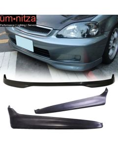 Fits 99-00 EK Civic 2/4Dr T-R Front Bumper Lip+2PC Rear Bumper Lip Valance Spats