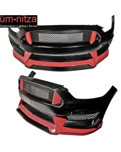 Fits 15-18 Mustang V2 Style Front Bumper Lip Center Piece Carbon Fiber