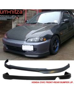 Fits Civic 92-95 2Dr EG PP T-R Front + Rear Bumper Lip Spoiler Bodykit