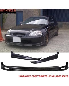 Fits 96-98 Honda Civic Mugen Style Front Bumper Lip PP + 2PCS Rear Bumper Aprons