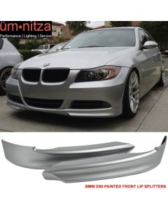 Fits 05-08 E90 OE Style Front Bumper Lip Splitter Paint Titanium Silver Metallic