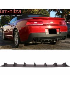 Fits 14-15 Chevy Camaro V6 Rear Bumper Lip Diffuser Spoiler 7 Fin Matte Black