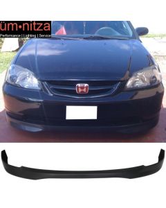 Fits 01-03 Honda Civic Type-R T-R Style Front Bumper Lip Spoiler Splitter PP