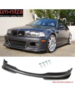 Fits 01-06 BMW E46 M3 A Style Front Bumper Lip Spoiler Kit Unpainted Black PU