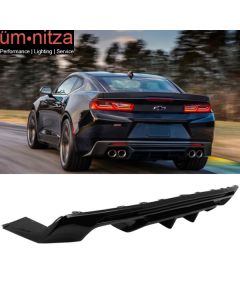 Fits 16-22 Chevy Camaro Rear Bumper Lip Diffuser Quad Exhaust Gloss Black