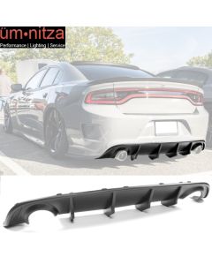 Fits 15-23 Dodge Charger SRT V2 Style Rear Bumper Lip Diffuser Matte Black