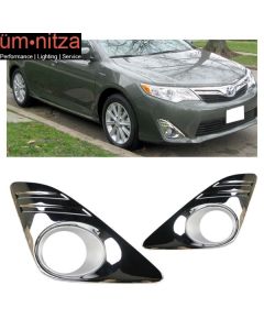 Fits 12-14 Toyota Camry Front Bumper Chrome Clear Fog Lights Left Right