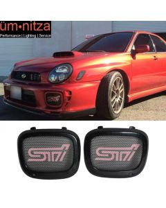 Fits 02-03 Subaru Impreza WRX Sti Pink JDM Mesh Fog Lights Cover Black ABS