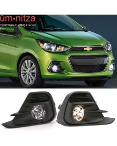 Fits 16-18 Chevrolet Spark OE Style Foglights Kit ABS Black Housing Clear Lens