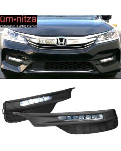 Fits 16-17 Honda Accord Sedan 4Dr LED Fog Lights Kit With Bezel Switch Wires