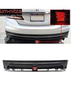 Fits 13-15 Civic Mugen RR Style Rear Lip w/ LED 3rd Brake Lamp/Rear Fog Light