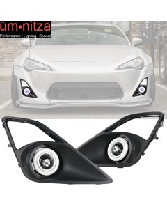 Fits 13-16 Scion FR-S Projector Fog Lights w/ Angel Eyes & Foglamp Bezels