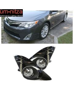 Fits 12-14 Toyota Camry Front Bumper Fog Lights Lamp Chrome W/Black Bezel+Switch