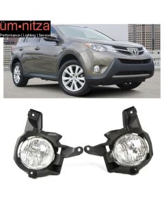 Fits 13-15 Toyota RAV4 2PCS Front Bumper Clear Fog Lights Foglight Lamp W/Wiring